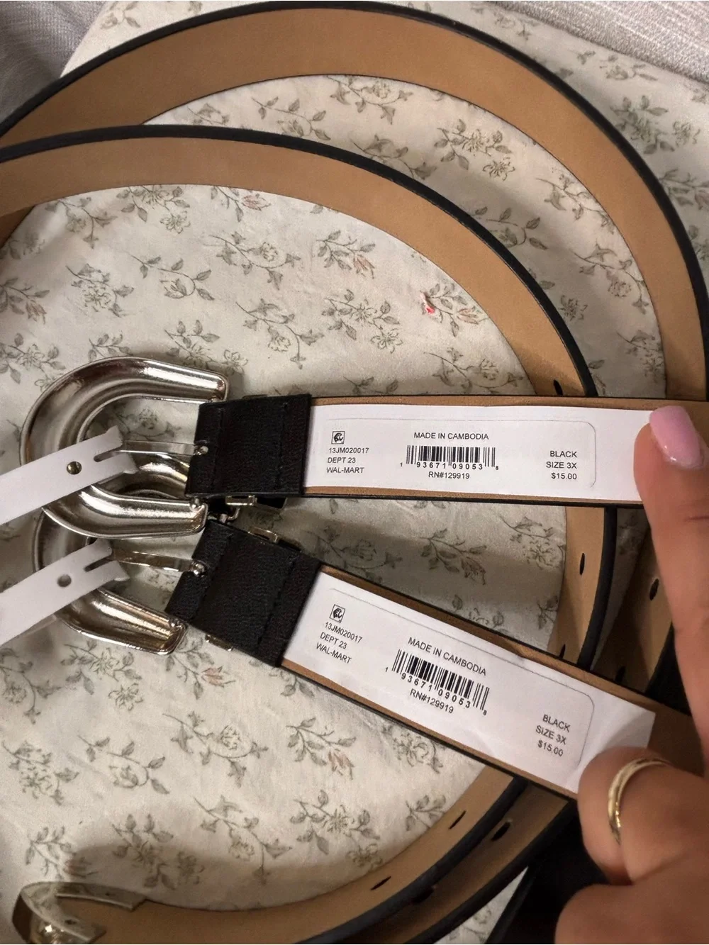 Jessica Simpson Black Double Western-Style Belt with Silver Buckles set of two